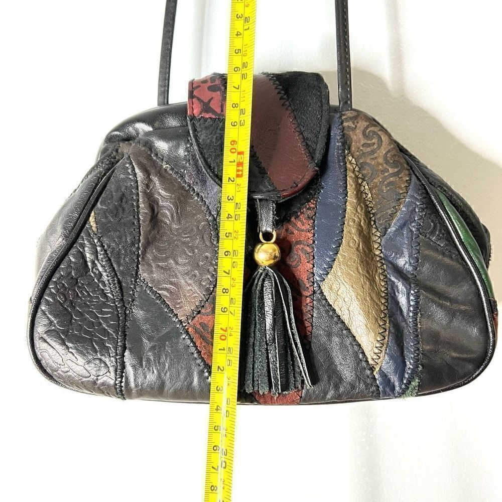 Vintage Patchwork Crossbody Purse Solids & Pattern Pieces Snap With Flap Closure - Picture 2 of 11